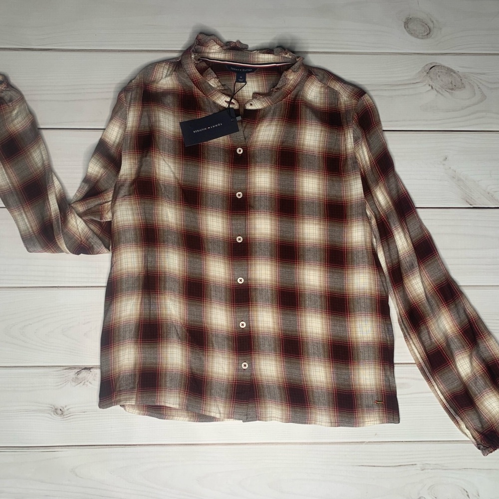 NWT Tommy Hilfiger Plaid Blouse - Size M